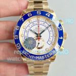 JF Factory Replica Rolex Yacht-master II All Gold Blue Ceramic Bezel Men Watch