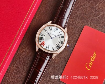 Replica Drive De Cartier Rose Gold Case Silver Dial  Diamond Bezel