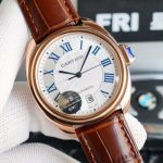 Replica CLÉ DE CARTIER Rose Gold Case 40mm White Dial Watch For Men
