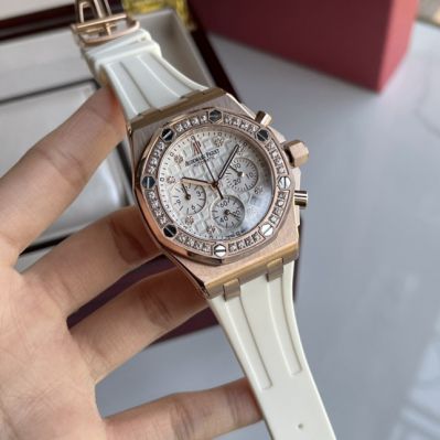 Replica Audemars Piguet Royal Oak Offshore Rose Gold Case Diamond Bezel Ladies Watch