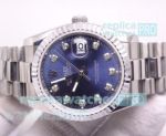 Replica Rolex Datejust Blue Diamond Face Stainless Steel Case Watch