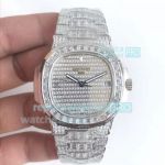GM Factory Watches - Copy Patek Philippe Nautilus Gypsophila Diamond Dial Watch 57191G-001