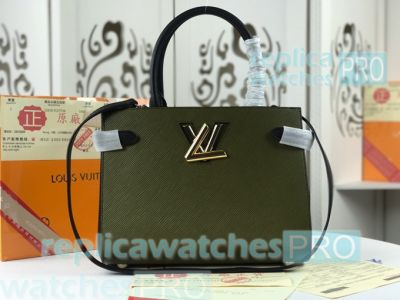 Knockoff L---V Twist Tote Green Genuine Leather Women‘s Shoulder Bag