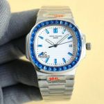 Replica Patek Philippe Nautilus White Dial Blue Diamond Bezel Stainless Steel Watch